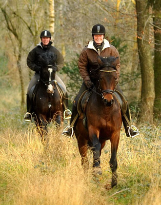 Ausritt im Januar 2012: Hirtenglanz und Shavalou - Foto: Beate Langels - Trakehner Gest�t H�melschenburg