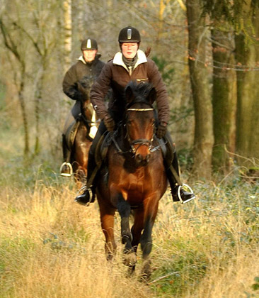 Ausritt im Januar 2012: Hirtenglanz und Shavalou - Foto: Beate Langels - Trakehner Gest�t H�melschenburg